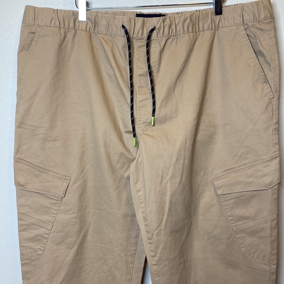 Edgar Ash Men Tan Drawstring Elastic Comfort Waist Stretch Running Joggers XL - Picture 2 of 6